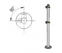 Стойка ограждения с 2-я полупетлями L-образная (2 муфты справа под поворотную створку и секцию)