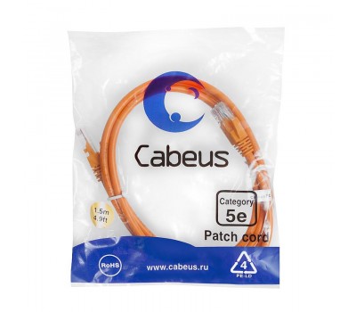 Cabeus PC-UTP-RJ45-Cat.5e-1.5m-OR патч-корд