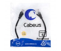 Cabeus PC-UTP-RJ45-Cat.6-0.3m-BK патч-корд