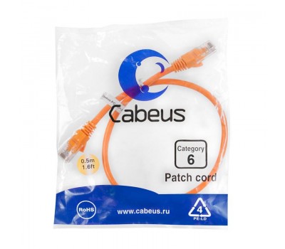 Cabeus PC-UTP-RJ45-Cat.6-0.5m-OR патч-корд