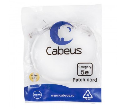 Cabeus PC-UTP-RJ45-Cat.5e-0.5m-WH патч-корд