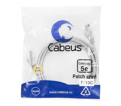 Cabeus PC-UTP-RJ45-Cat.5e-2m-GY патч-корд