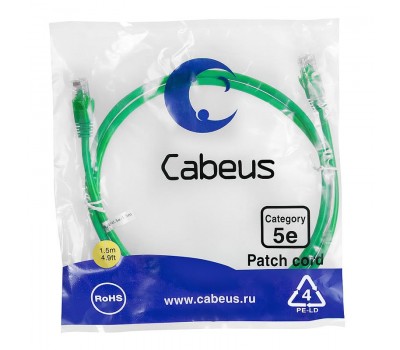 Cabeus PC-UTP-RJ45-Cat.5e-1.5m-GN патч-корд