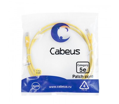 Cabeus PC-UTP-RJ45-Cat.5e-1.5m-YL патч-корд