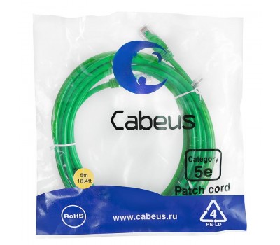 Cabeus PC-UTP-RJ45-Cat.5e-5m-GN патч-корд