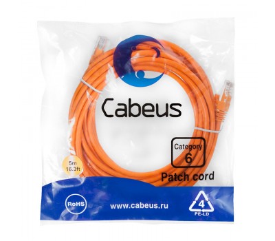 Cabeus PC-UTP-RJ45-Cat.6-5m-OR патч-корд