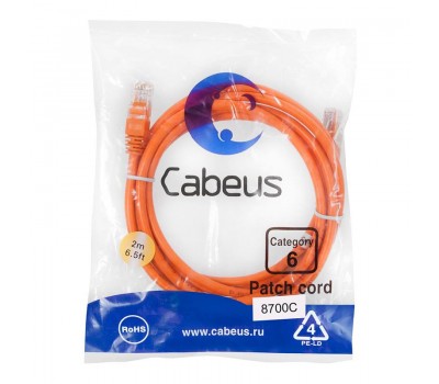 Cabeus PC-UTP-RJ45-Cat.6-2m-OR патч-корд