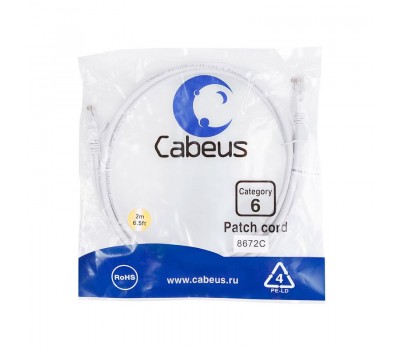 Cabeus PC-UTP-RJ45-Cat.6-2m-WH патч-корд