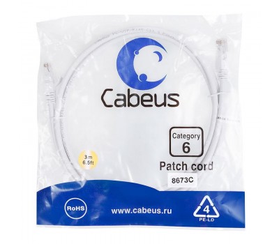 Cabeus PC-UTP-RJ45-Cat.6-3m-WH патч-корд