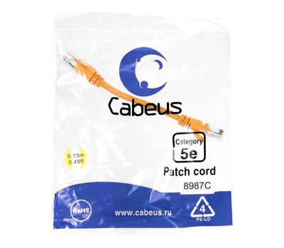 Cabeus PC-UTP-RJ45-Cat.5e-0.15m-OR патч-корд