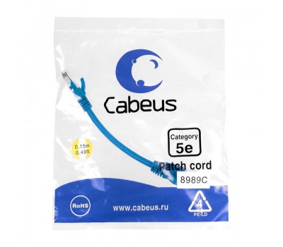 Cabeus PC-UTP-RJ45-Cat.5e-0.15m-BL патч-корд