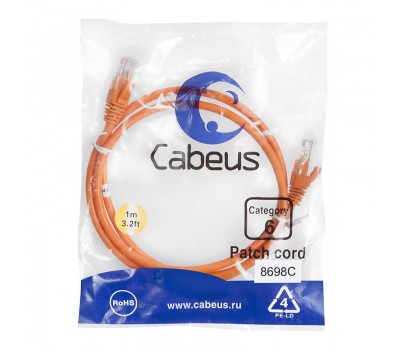 Cabeus PC-UTP-RJ45-Cat.6-1m-OR патч-корд