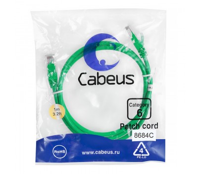 Cabeus PC-UTP-RJ45-Cat.6-1m-GN патч-корд