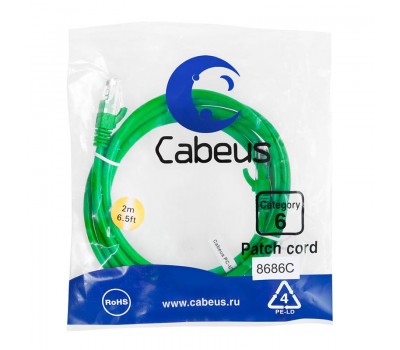 Cabeus PC-UTP-RJ45-Cat.6-2m-GN патч-корд