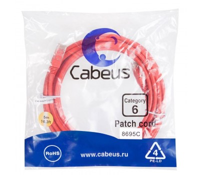 Cabeus PC-UTP-RJ45-CAT.6-5M-RD патч-корд