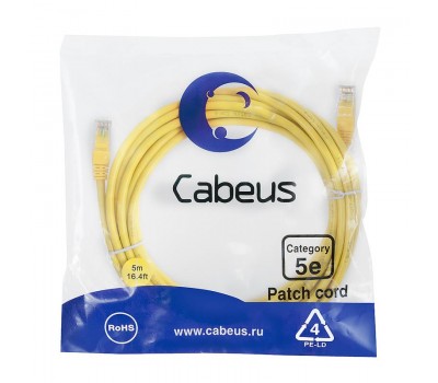 Cabeus PC-UTP-RJ45-Cat.5e-5m-YL патч-корд