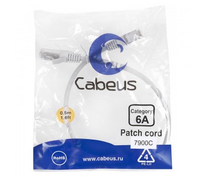 CABEUS PC-SSTP-RJ45-CAT.6A-0.5M-LSZH, патч-корд