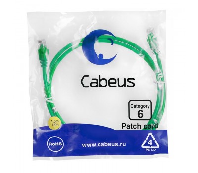 Cabeus PC-UTP-RJ45-Cat.6-1.5m-GN патч-корд