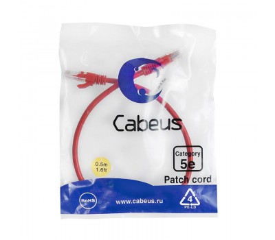 Cabeus PC-UTP-RJ45-Cat.5e-0.5m-RD-LSZH патч-корд