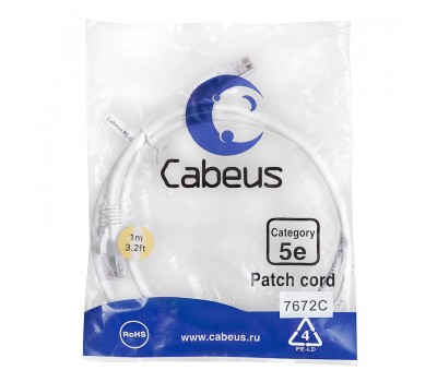 Cabeus PC-UTP-RJ45-Cat.5e-1m-WH-LSZH патч-корд